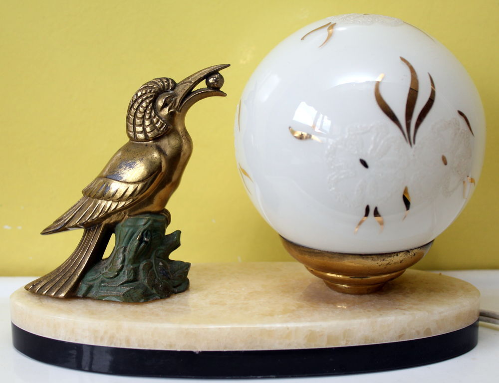 Lampe veilleuse art deco 1930 -40 oiseau exotique Décoration