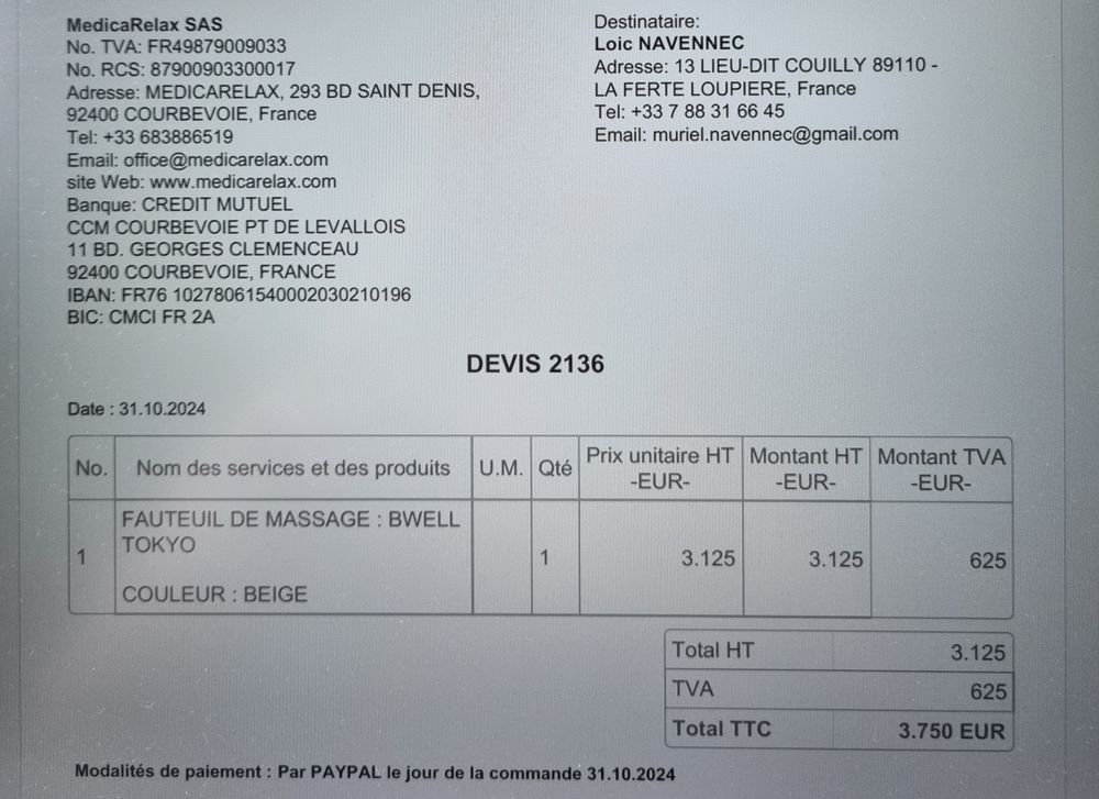 Fauteuil de Massage MedicaRelax Relax B'well Tokyo Meubles
