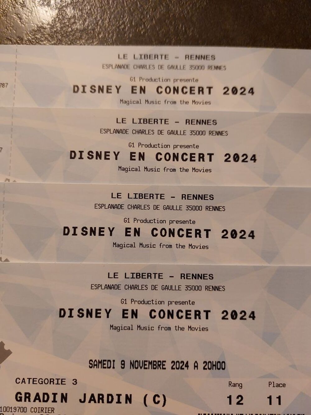 4 billets Disney Concert 2024 Billetterie