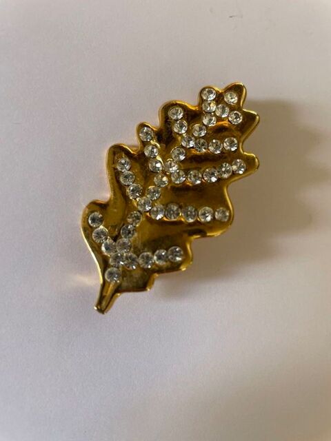 Broche doré feuille de chêne PM strass Ines De La Fressange 95 Vigneux-sur-Seine (91)