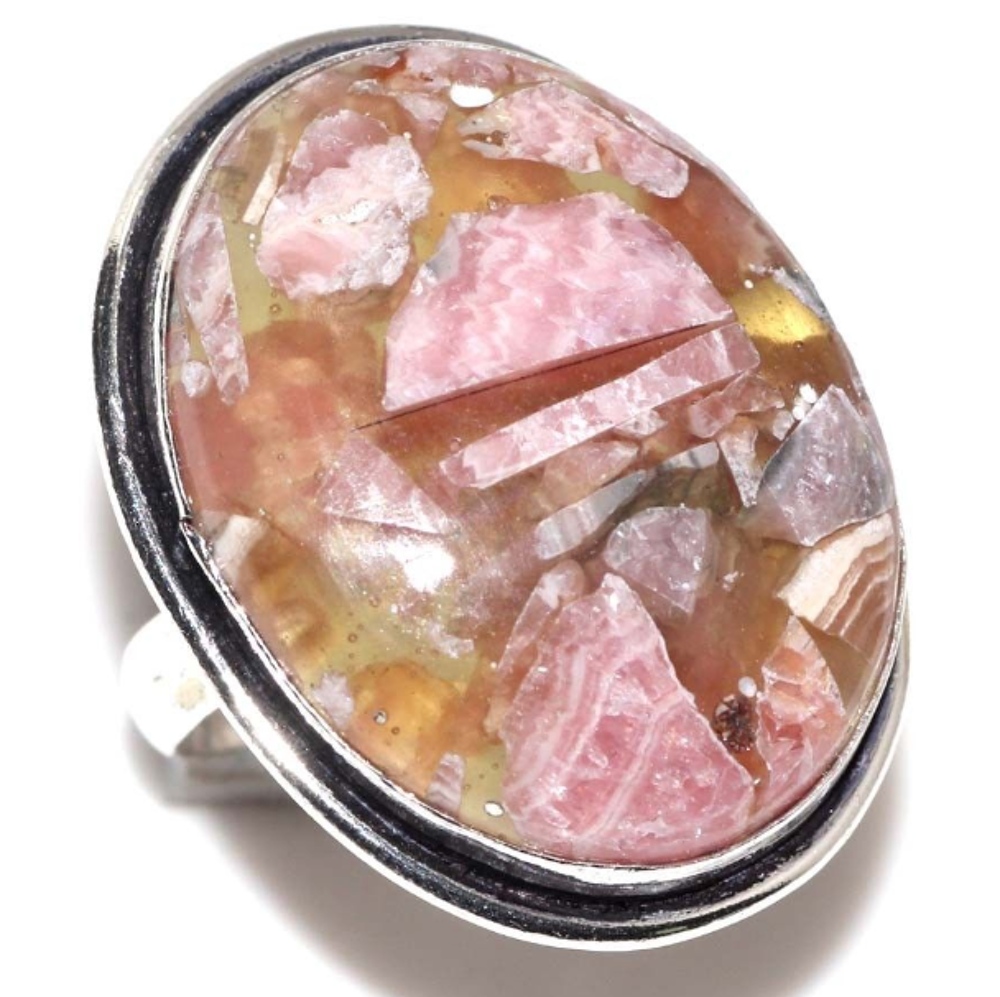 Bague RHODOCROSITE, Plaqu&eacute;e Argent 925 - T56 (US 7.5) Bijoux et montres