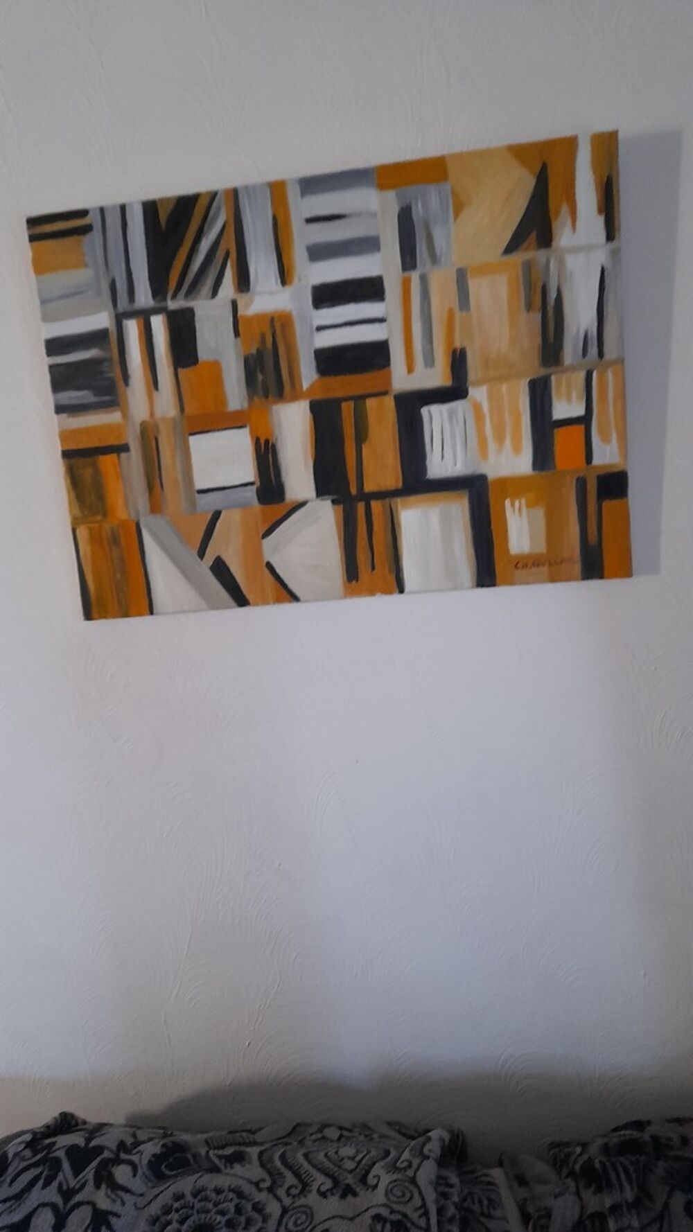 Tableau Abstrait Moderne &agrave; Motifs G&eacute;om&eacute;triques 70 cms sur 50 Décoration