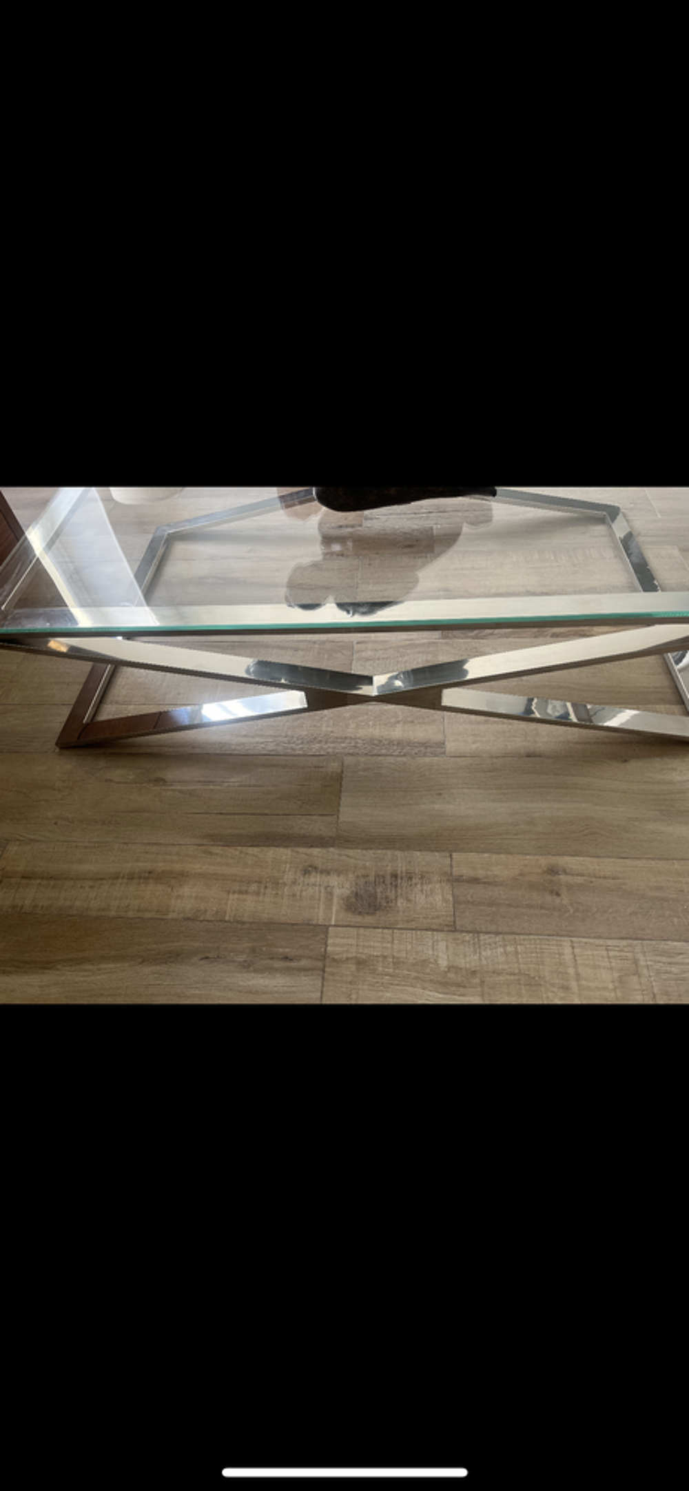 Table de salon plateau verre et pied chrome Meubles