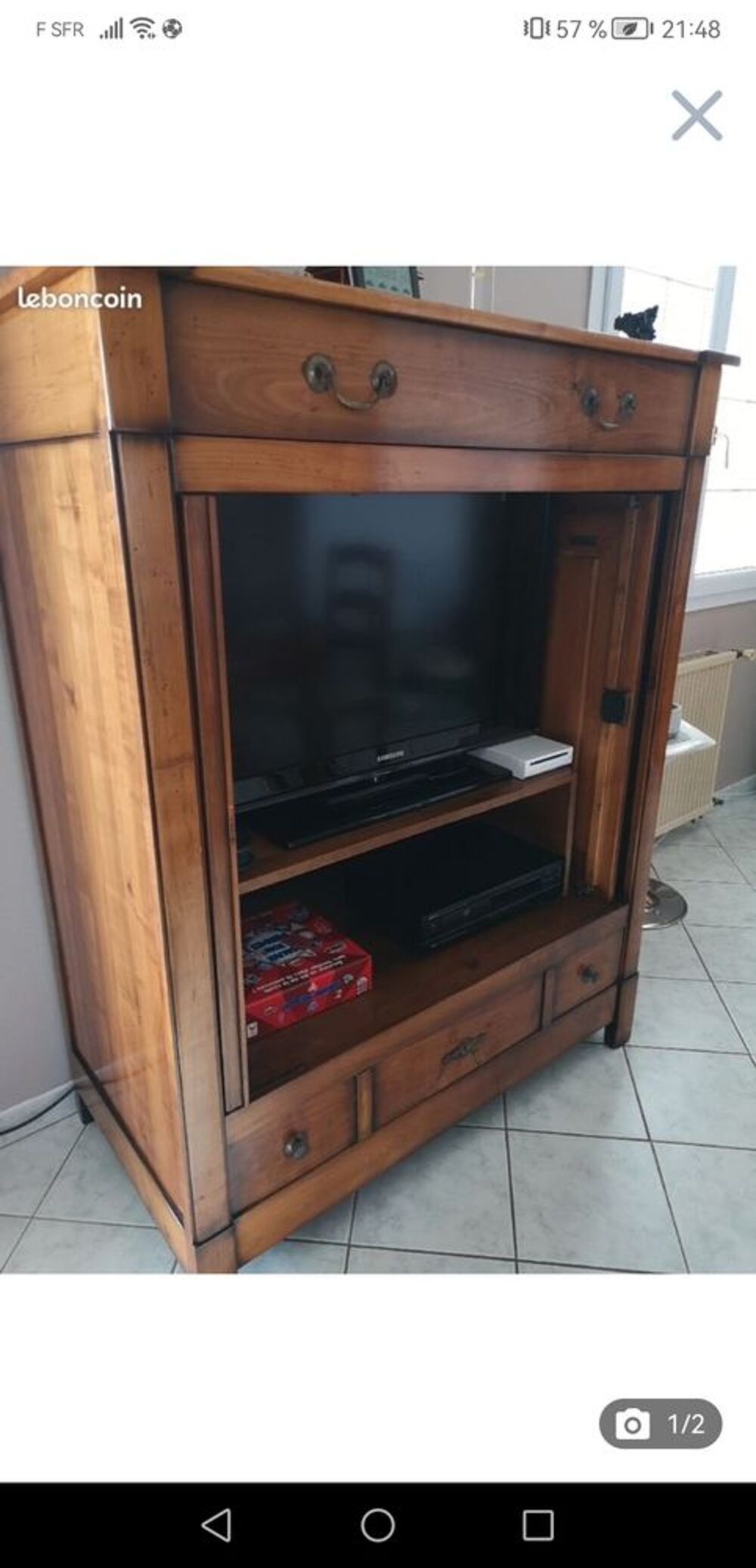 Meuble tv en merisier de France st faye. 
300e Meubles