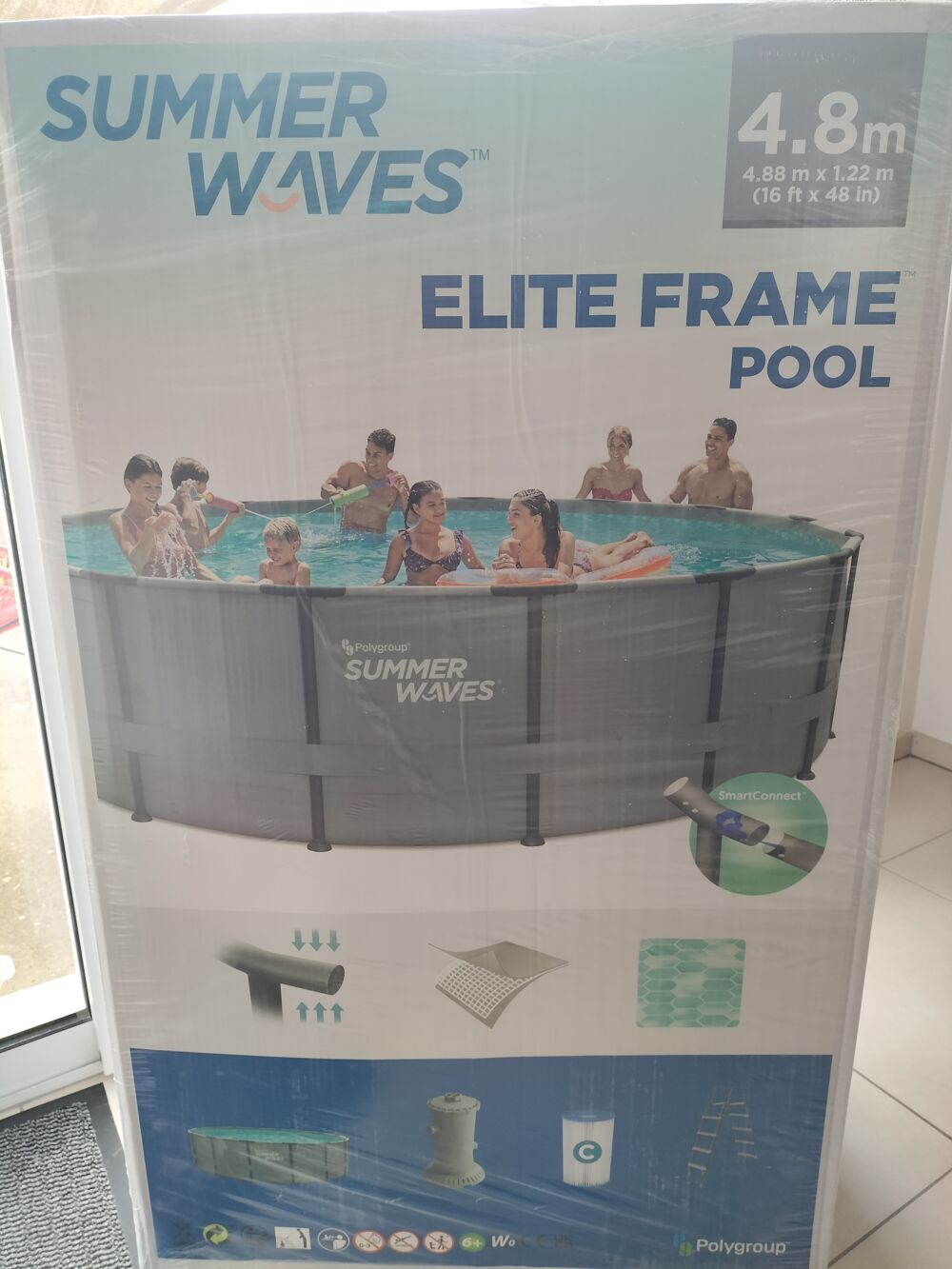 Piscine tubulaire ronde Summer Waves 5m, neuve jamais mont&eacute;e Jardin