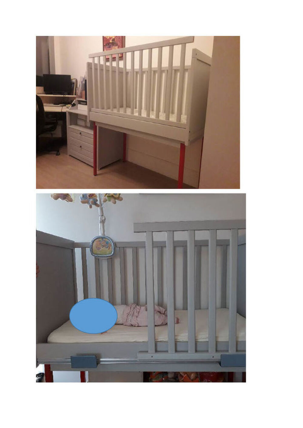 Lit b&eacute;b&eacute; fait maison pour parent en fauteuil roulant
Puériculture