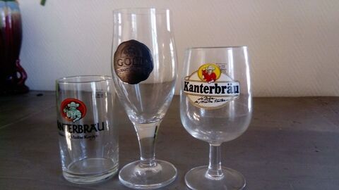 3 verres  bire  KANTERBRAU dont un avec plaque en tain. 0 Marmande (47)
