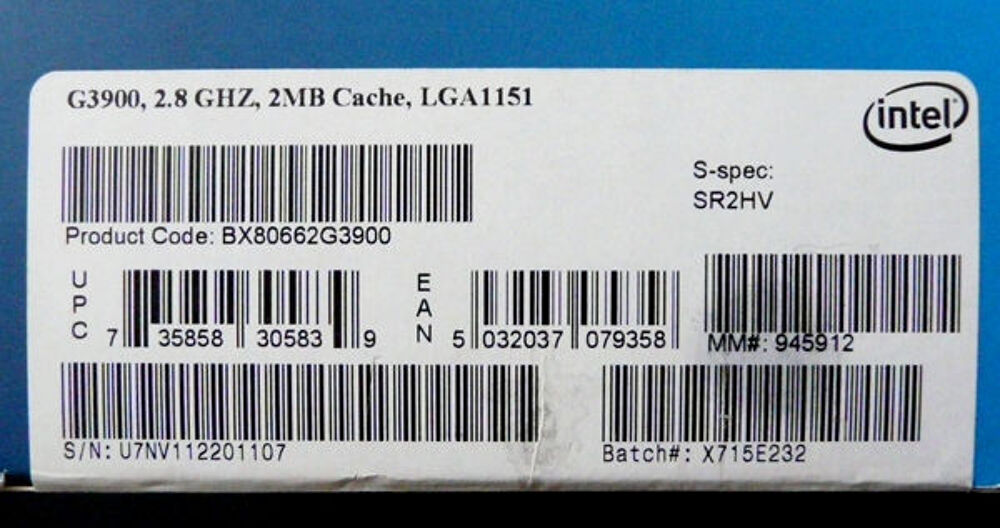 Processeur INTEL CELERON G3900 LGA1151 bo&icirc;te compl&egrave;te, Neuf Matériel informatique