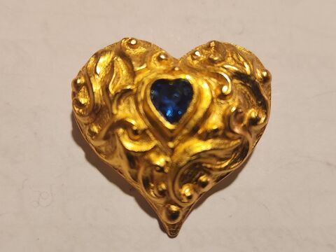 Broche coeur doré strass coeur bleu 75 Vigneux-sur-Seine (91)