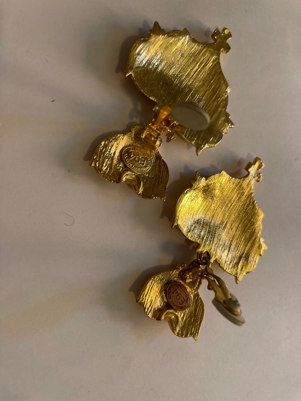 BO Clip c?ur croisillons email rose nacr&eacute; + pendant c?ur CL Bijoux et montres
