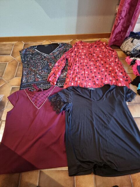 Lot de 3 t-shirts et 1 chemisier rose/noir/bordeaux pour fem 1.5 Vulbens (74)