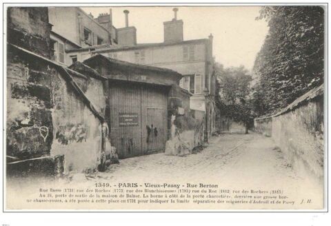 Dt 75 - PARIS -  Vieux Passy - 24 Rue Berton  maison de Balz 3 Doullens (80)