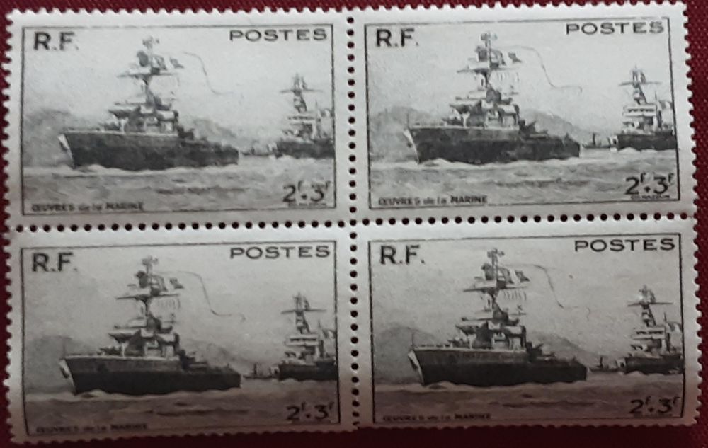 TIMBRES oeuvres de la marine navires de ligne) carr&eacute; de 4 