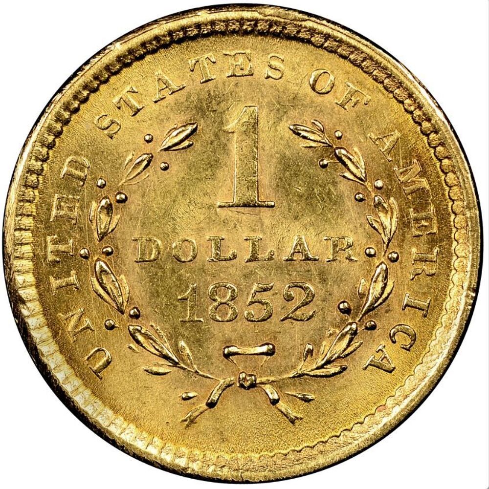 REPRODUCTION DOLLAR PLAQU&Egrave; OR "INDIAN HEAD" 1852 