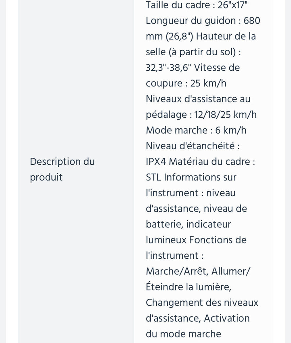 VTT &Eacute;LECTRIQUE PARFAIT &Eacute;TAT Vélos