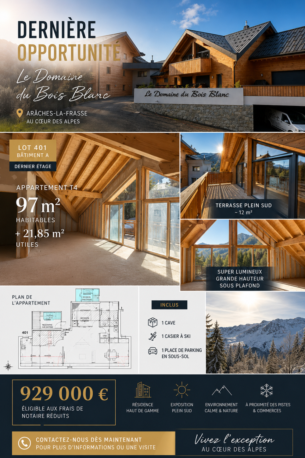 Appartement 4 pièces 93 m² · à Arâches-la-Frasse · 93 m² · 929 000 €