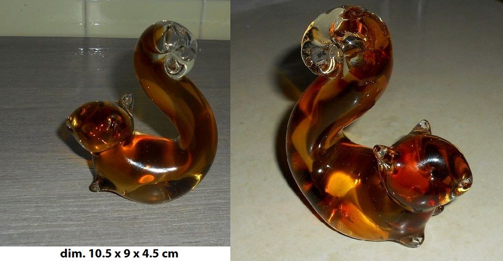 
&Eacute;cureuil en verre cristal souffl&eacute; 