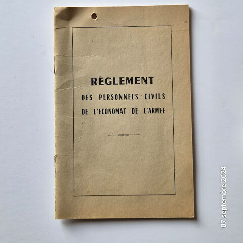 R�glement des personnels civils de l'�conomat de l'arm�e , F 10 Saumur (49)