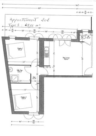  Appartement à louer 3 pièces 45 m²