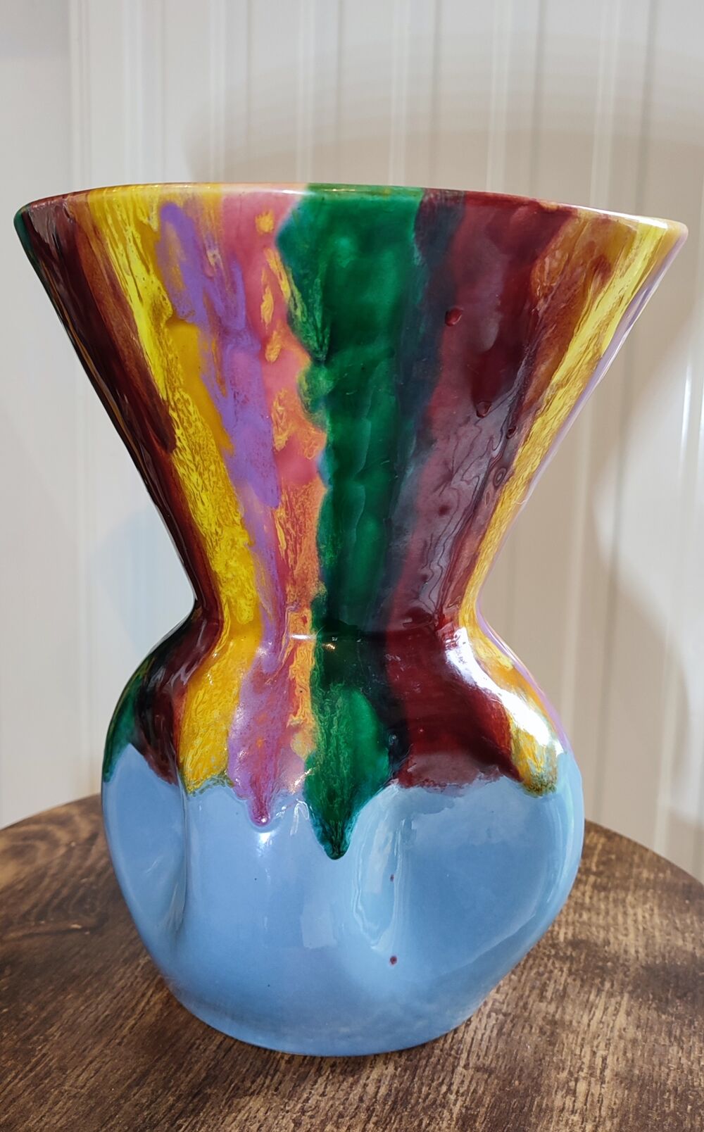 Vase c&eacute;ramique &eacute;maill&eacute;e vintage sign&eacute; 