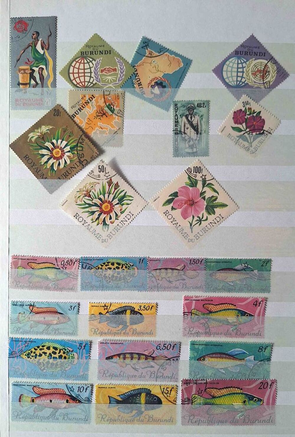 S&eacute;rie de timbres de collection du Burundi 