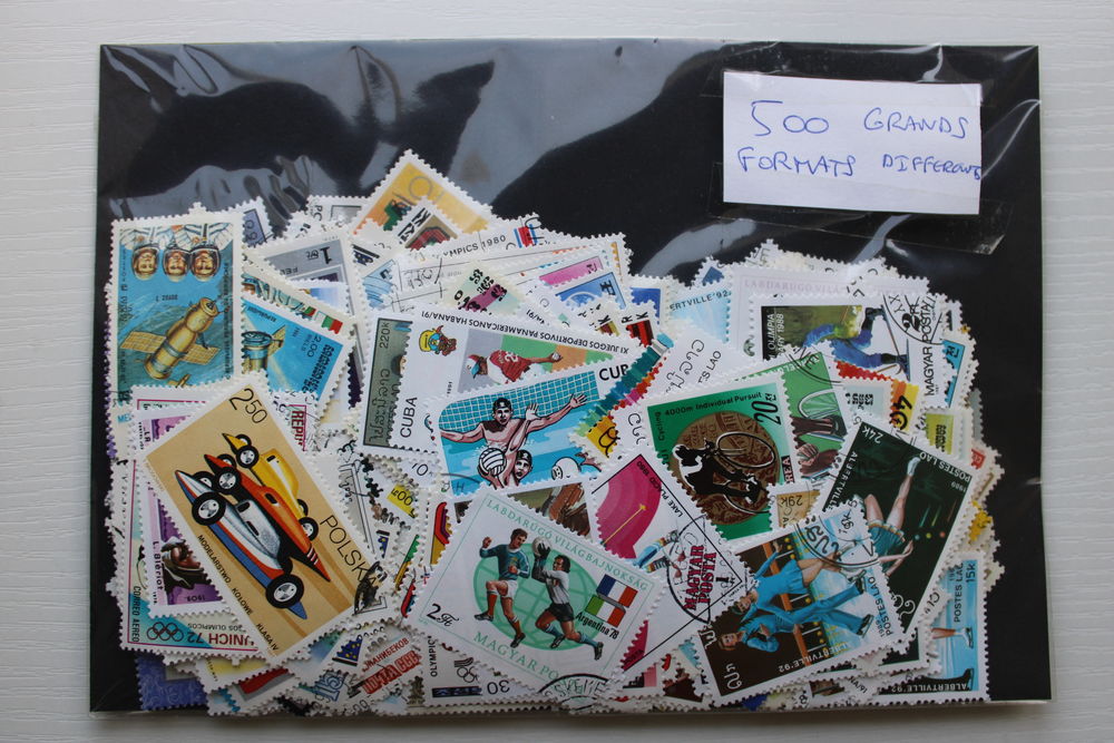 Monde 500 timbres diff&eacute;rents grands formats 
