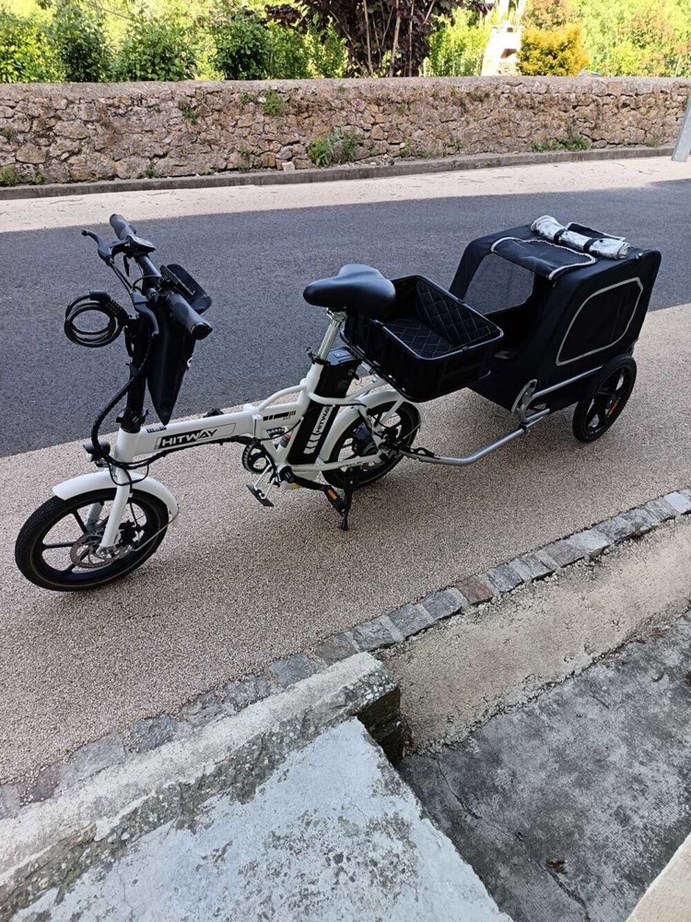 V&eacute;lo &eacute;lectrique mini avec remorque chien ou enfant Vélos