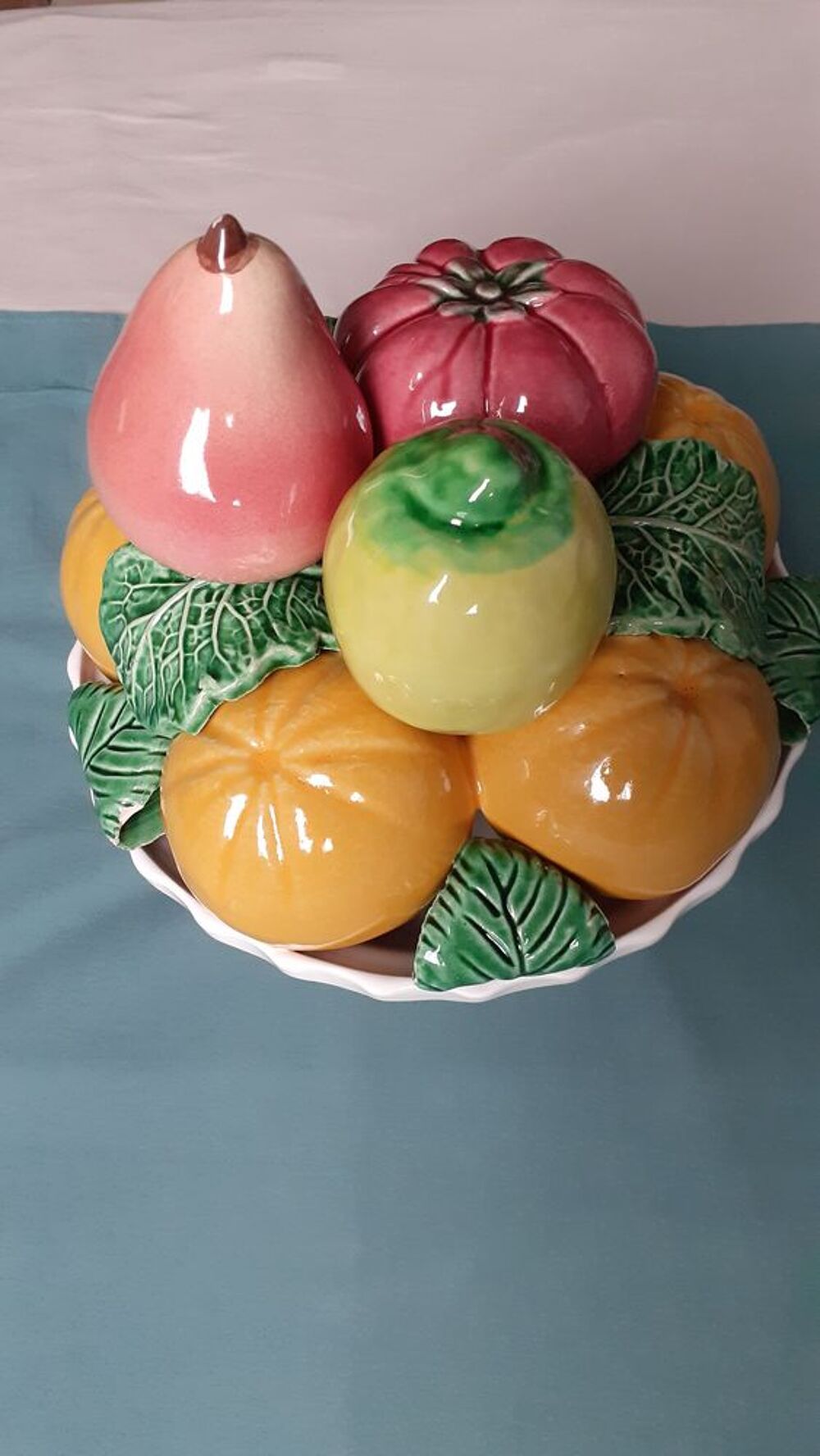 Corbeille de fruits en barbotine vintage Décoration