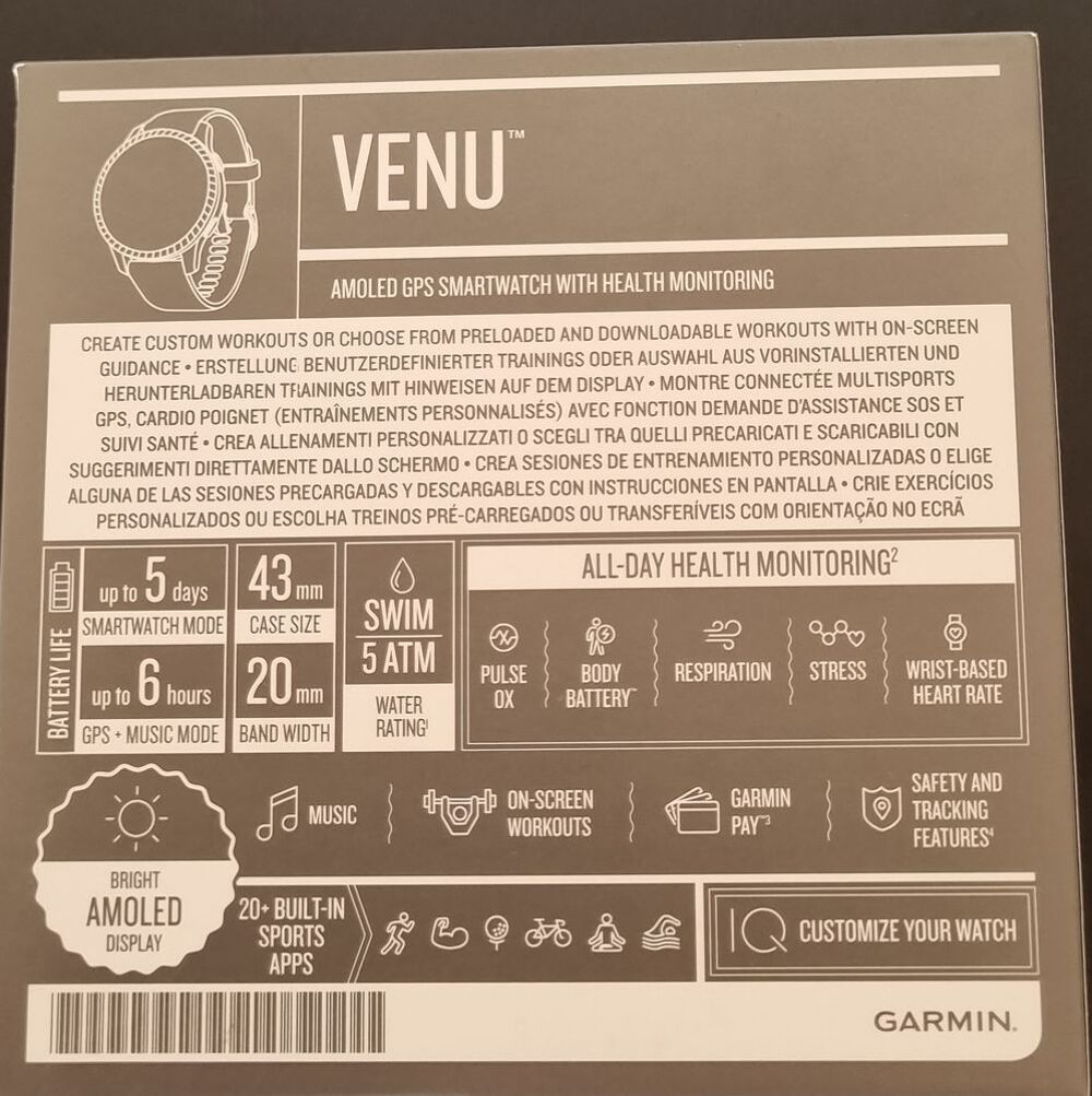 Montre Garmin Venu Smartwatch 43mm Sand Matériel informatique