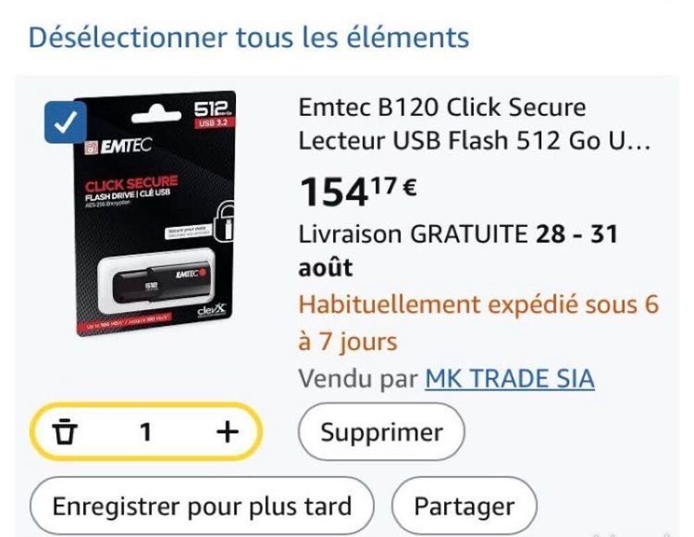 cl&eacute; USB 512 Go Accessoires