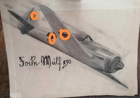 superbe dessin avion allemand WW2 Fucke-wulf 190 40 Briey (54)