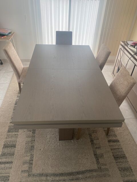 Table  Manger chne massif  Grise Moderne 400 Lattes (34)