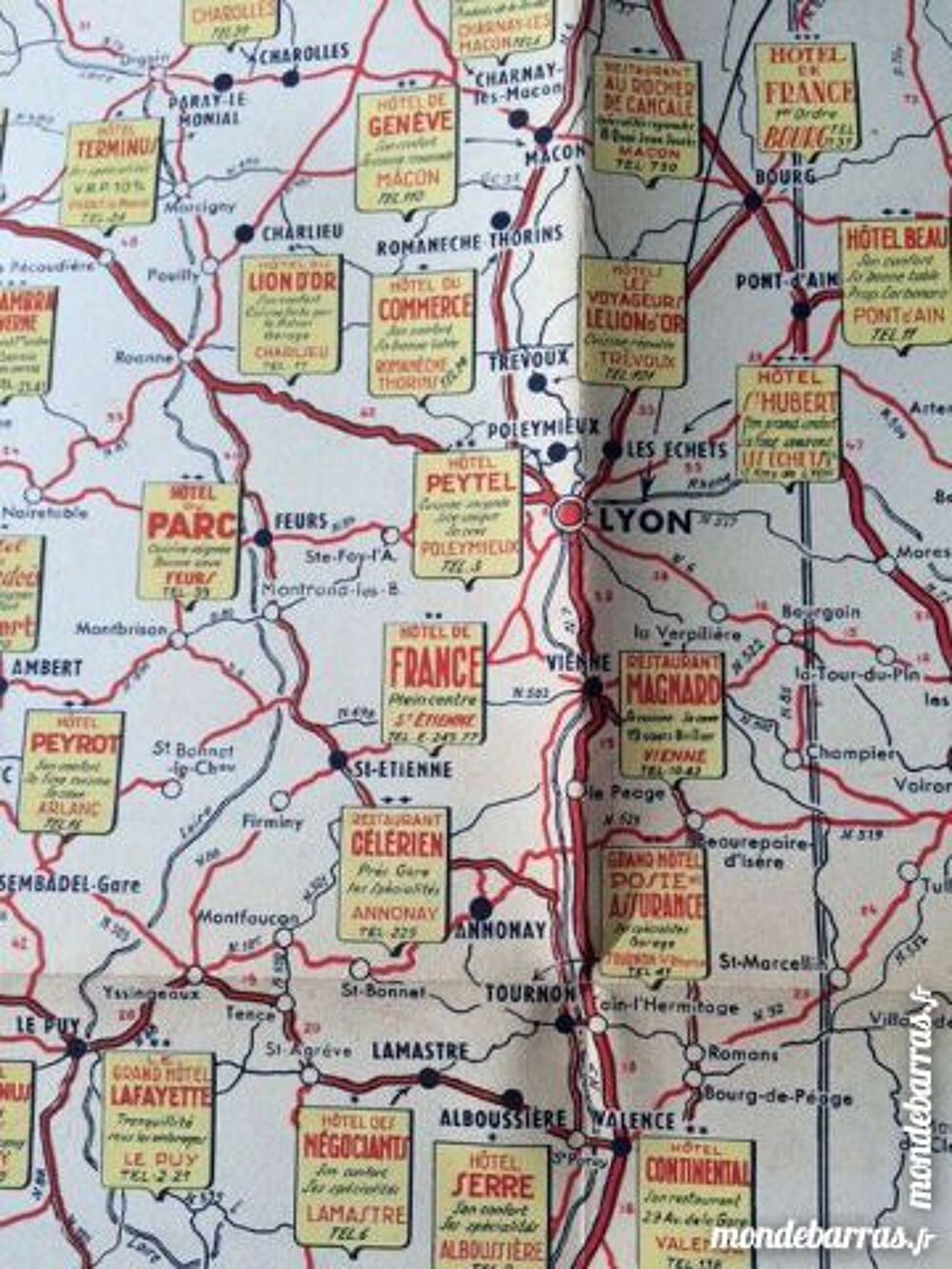 Carte des grands itin&eacute;raires 1956 