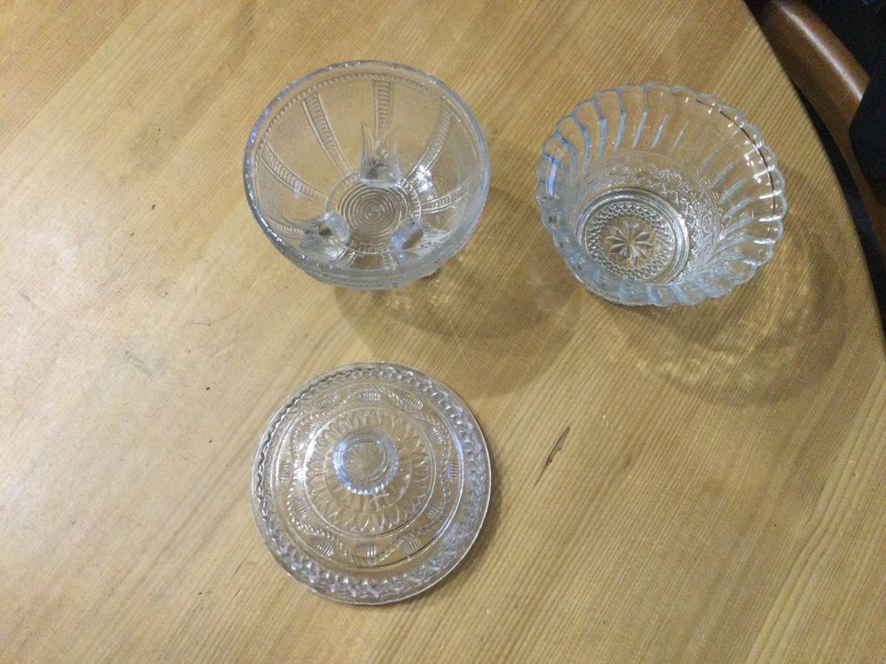Sucrier et confiturier vintage en verre moul&eacute; Cuisine