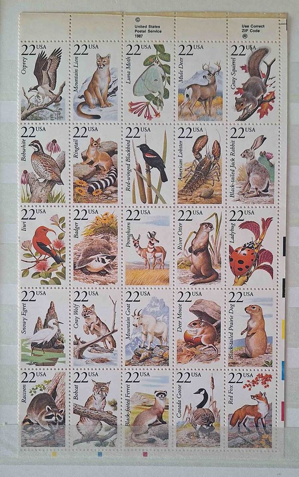S&eacute;rie de timbres de collection des &Eacute;tats-Unis bis 