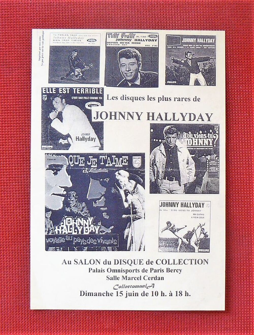 Flyer Johnny HALLYDAY pour le salon du disque de collection CD et vinyles