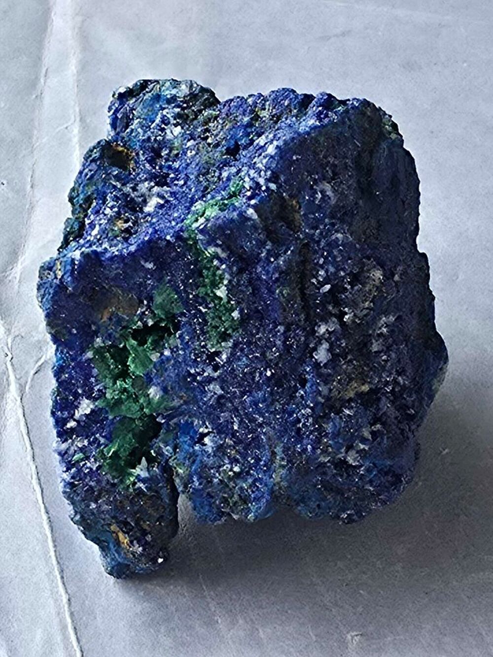 Superbe Min&eacute;ral Azurite Bleu Intense, Malachite Fibreuse &amp; Quartz-Katanga(RDC)-97g 