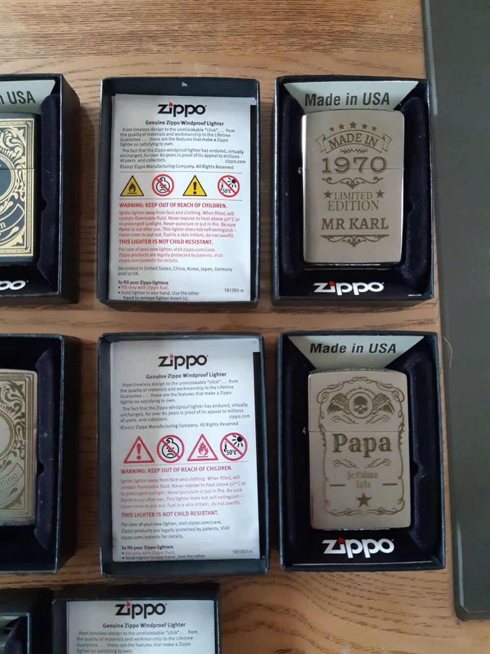 5 briquets ZIPPO collectors, lite d&eacute;tails 
