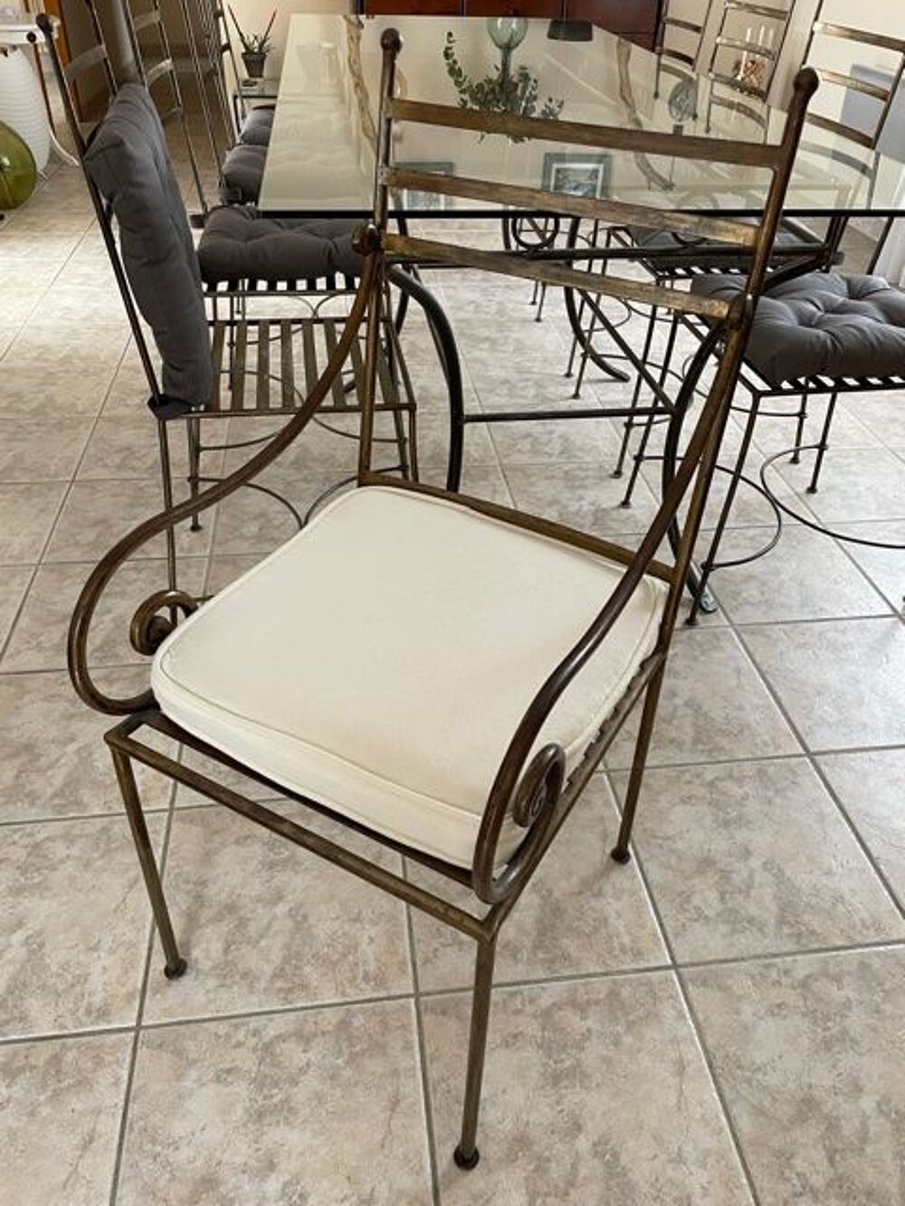 Ensemble Table Fer Forg&eacute;, Chaises, Fauteuil Meubles
