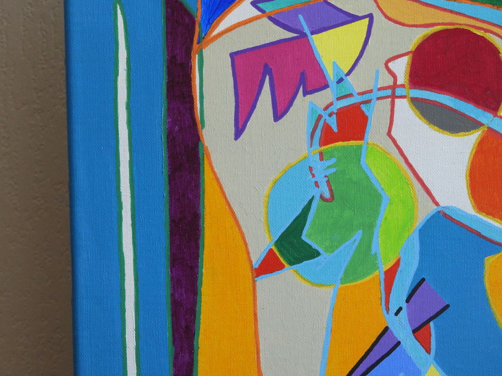 Tableau acrylique sur toile - Autoportrait au loup Décoration