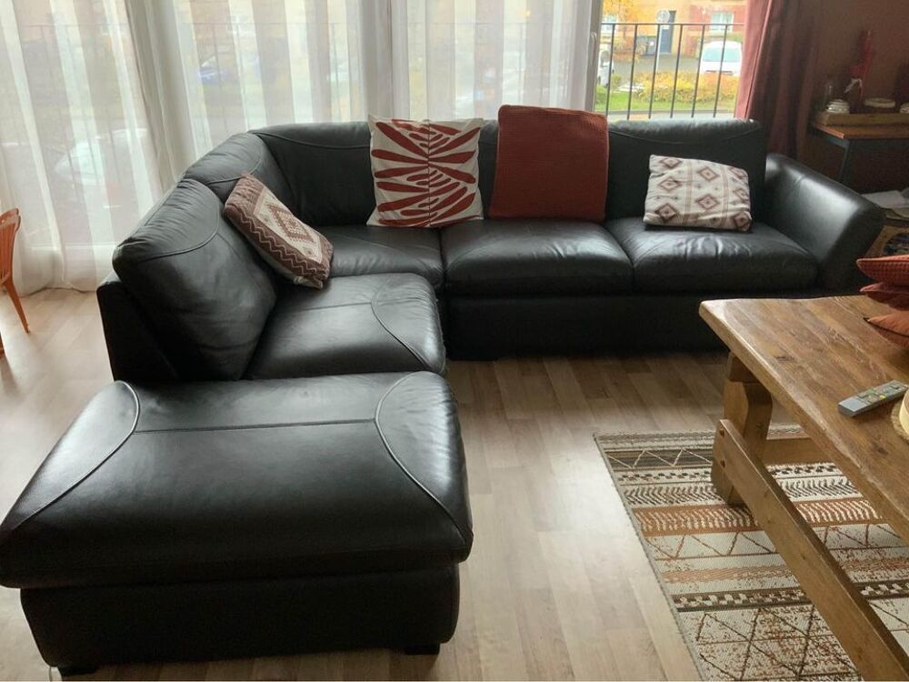 SALON ANGLE SIMILI CUIR MARRON Meubles