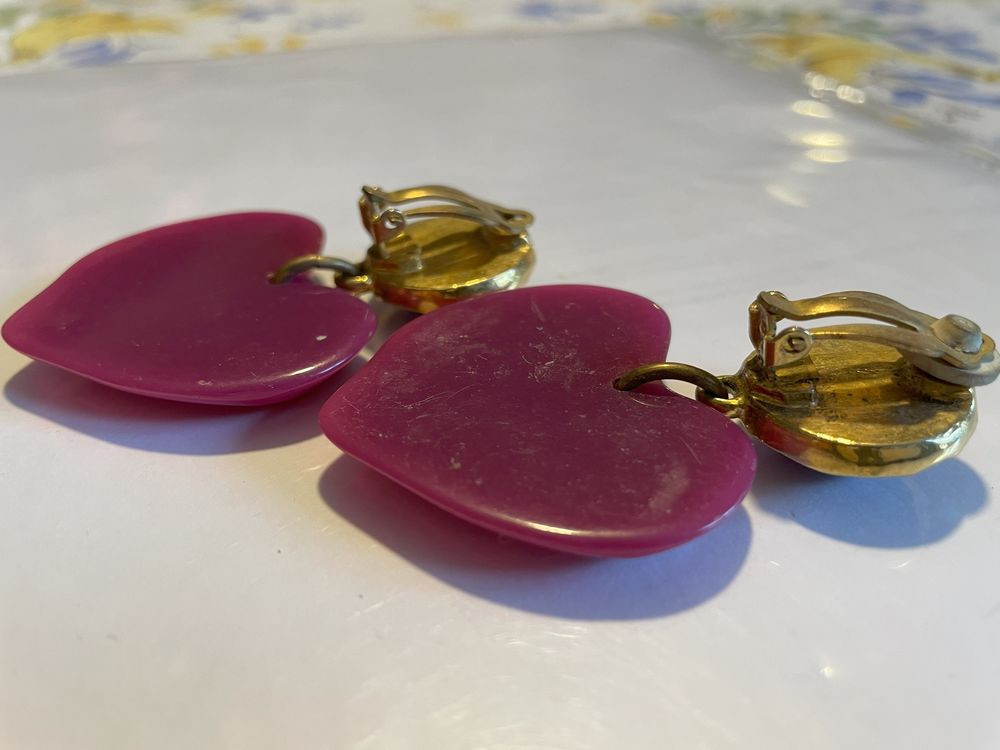 BO Clip dor&eacute; cabochon mauve + pendant c?ur fuchsia ANTIGONA Bijoux et montres