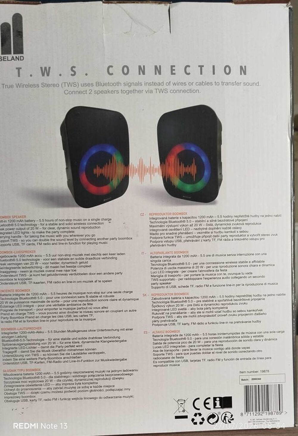 enceinte de 20w avec bluetooth Audio et hifi
