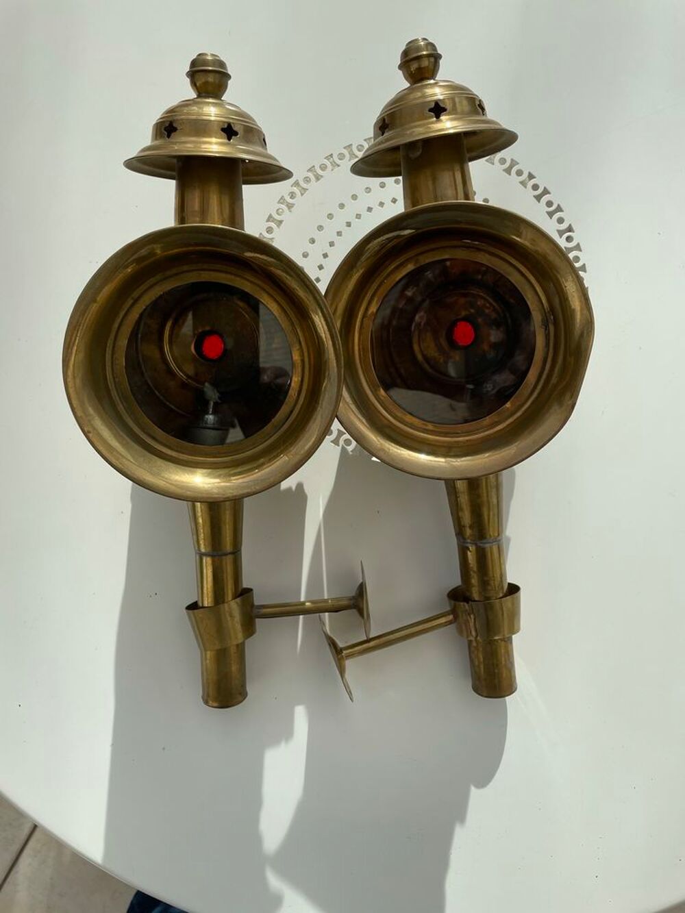 Lot de 2 lampes de cal&egrave;che en cuivre Décoration