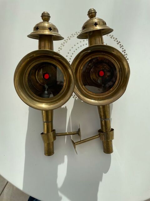 Lot de 2 lampes de cal�che en cuivre 40 Fosseuse (60)