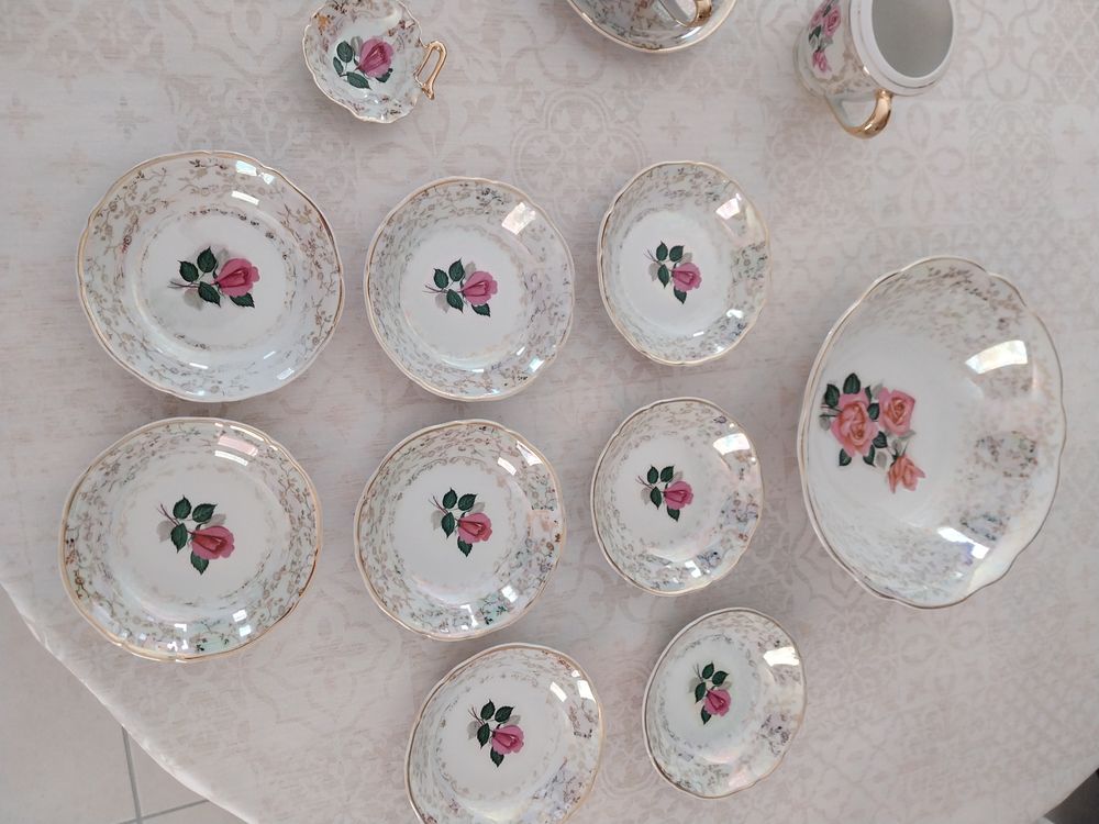 Service &agrave; th&eacute; et &agrave; desserts en porcelaine fine Colombia 1950 Décoration