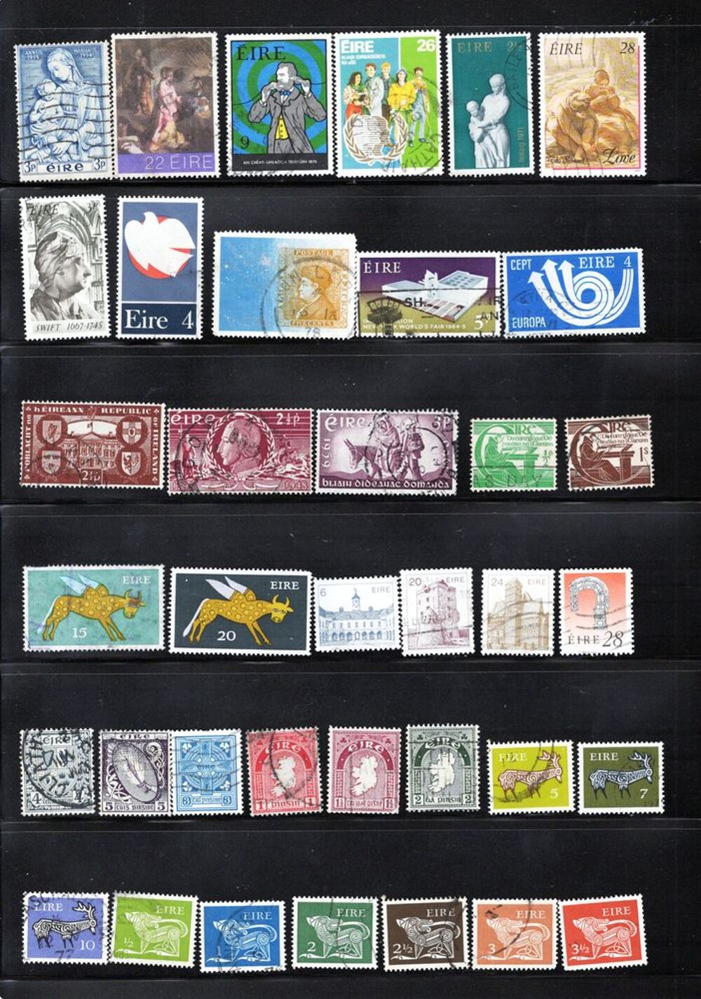 lot de 38 timbres d'IRLANDE 