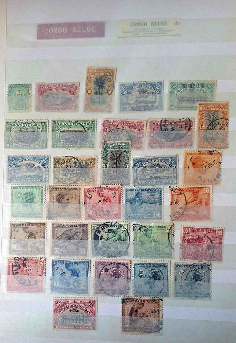 S&eacute;rie de timbres de collection du Congo Belge 