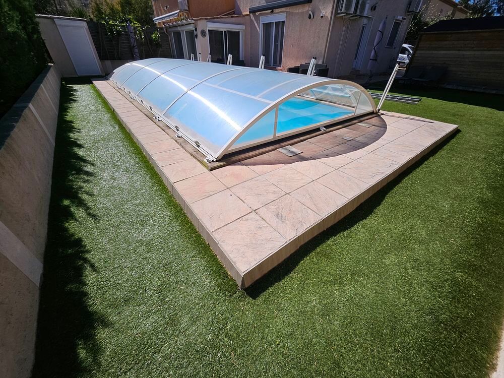 Abri piscine Abrideal Primo 2024 - 9.40 x 4,14 - 5 modules - Jardin