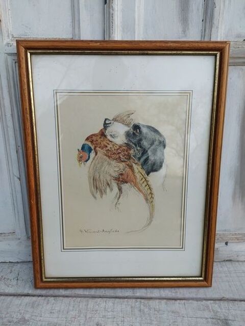 Tableau Lithographie Vincent-Anglade Chien Épagneul Setter 65 Loches (37)